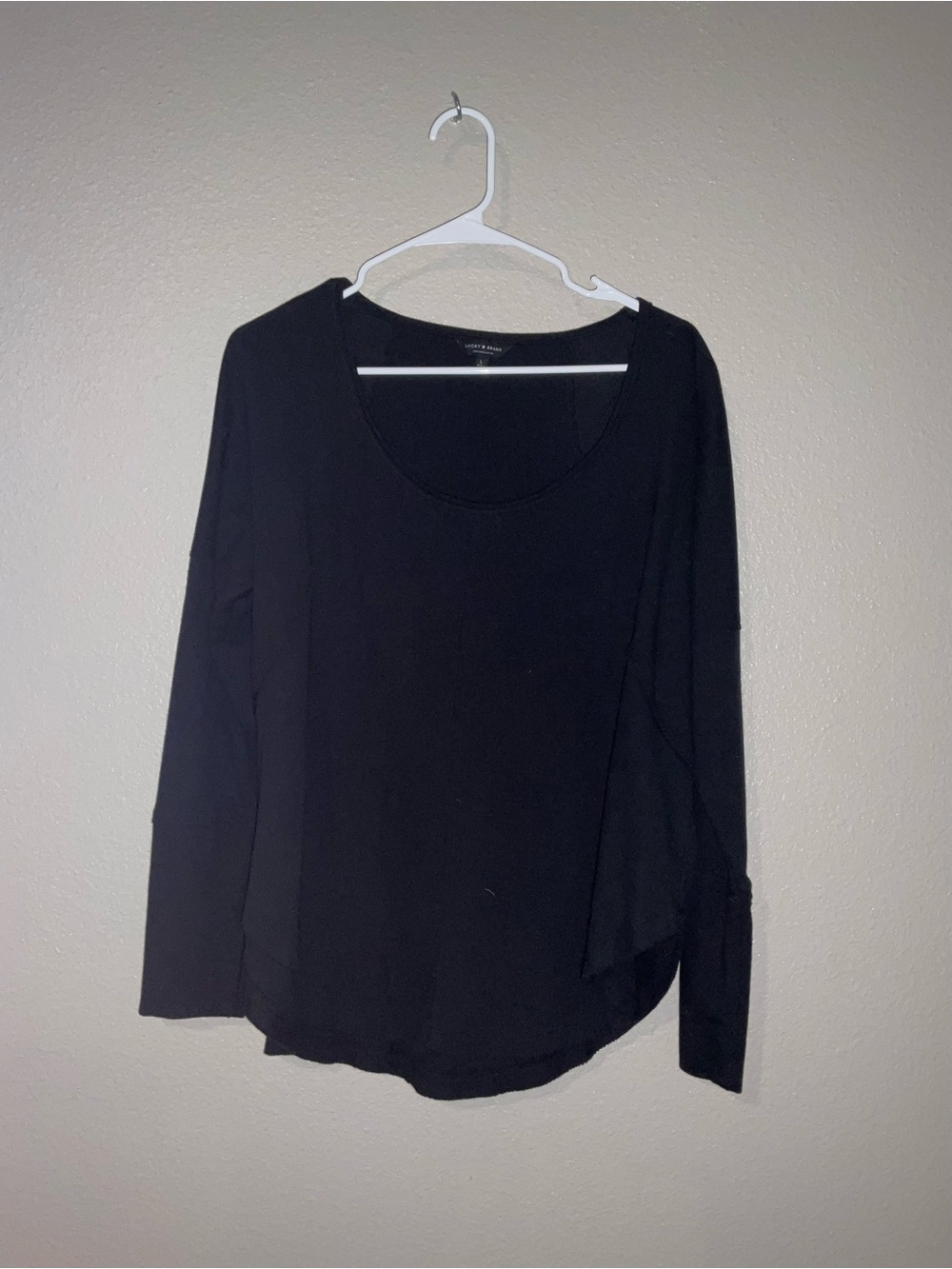 Lucky Brand Black Scoop Neck Long-Sleeve Top